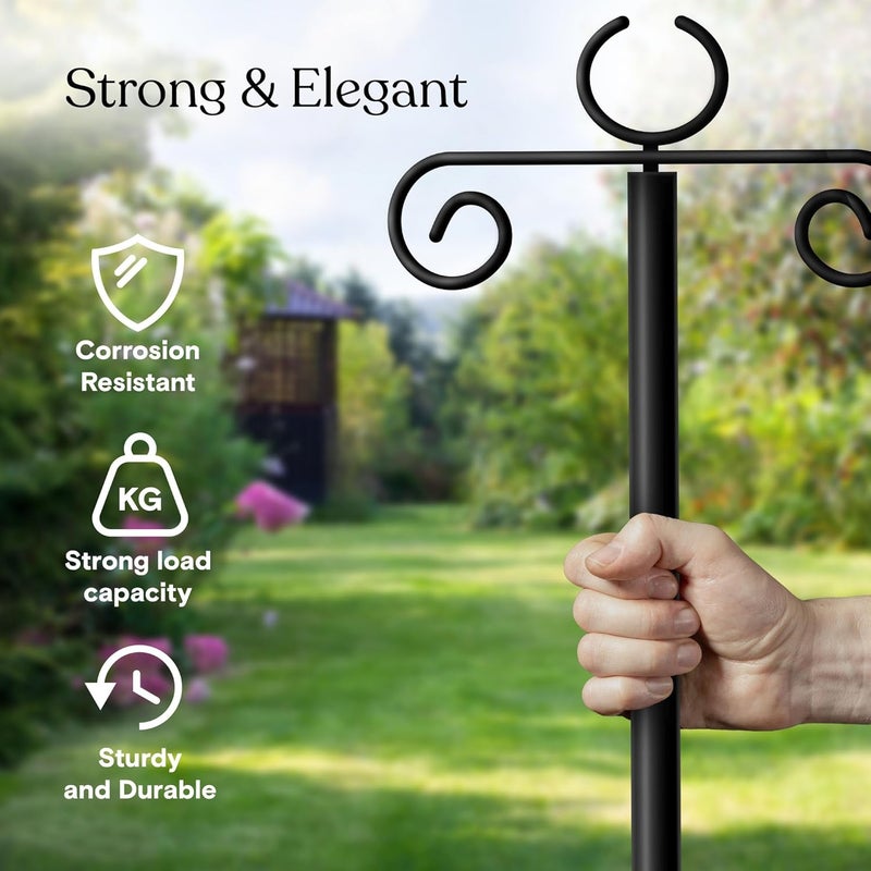 brightech 2-Pack 10FT String Light Poles for Outdoor Use, Heavy Duty Metal Poles with Fork Base for Hanging Patio Lights, Adjustable for Garden, Backyard, Porch, or Fence Lighting Decor - Image 2